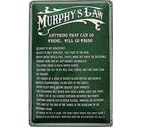Murphy's Law Plaque en métal amusante - Décoration murale de salle de bain et de maison - 20,3 x 30,5 cm