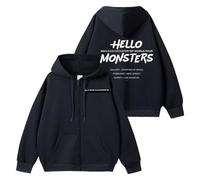 MURQ BM World Tour Hello Monsters Sweat à Capuche 2025 BABY-MON-S7ER Soutien imprimé Merch Fermeture éclair Chemise en Coton(Black,L)