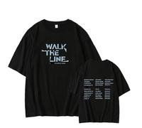 MURQ FR Walk The Line T-Shirt 2025 World Tour Support T-Shirts imprimés Tops en Coton(Black,L)