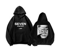 MURQ Sweat à Capuche Jungkook Solo Seven Support imprimé 3D Sweat-Shirt Ample en Coton for Streetwear décontracté(Black- Fleece,3XL)