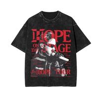 MURQ T-Shirt J-Hope No The Stage, imprimé, Support de l'armée, Vintage, délavé(Washed Black 2,3XL)