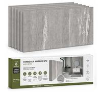 MURS 3D Panneau Mural Salle de Bain et Douche Étanche Effet Béton Gris - Carrelage Mural à Coller/Revêtement Crédence Cuisine - 6 Dalles SPC 60x30 cm (1,08 m2)