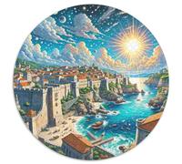 Murs de la Ville de Dubrovnik 1000 Pièces Jigsaw Puzzles bâtiment Puzzle Circulaire pour Enfants Décompression Jeu D'Intelligence De l'art De La DécoRat ION Moderne 1000pcs (67.5x67.5cm)