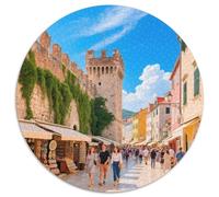 Murs de la Ville de Dubrovnik 1000 Pièces Jigsaw Puzzles bâtiment Puzzle Rond pour Adultes Et Enfants Décompression Jeu D'Intelligence De l'art De La DécoRat ION Moderne 1000pcs (67.5x67.5cm)