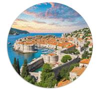 Murs de la Ville de Dubrovnik 1000 Pièces Jigsaw Puzzles bâtiment Puzzle Rond pour Adultes Et Enfants Encastrement Parfait Jeu D'Intelligence De l'art De La DécoRat ION Moderne 1000pcs (67.5x6
