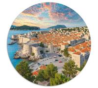 Murs de la Ville de Dubrovnik 1000 Pièces Jigsaw Puzzles bâtiment Puzzle Rond pour Enfants Décompression Jeu D'Intelligence De l'art De La DécoRat ION Moderne 1000pcs (67.5x67.5cm)