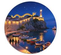 Murs de la Ville de Dubrovnik 1000 Pièces Jigsaw Puzzles bâtiment Puzzles Ronds pour Adultes Et Enfants Décompression Jeu D'Intelligence De l'art De La DécoRat ION Moderne 1000pcs (67.5x67.5cm