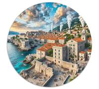 Murs de la Ville de Dubrovnik 1000 Pièces Jigsaw Puzzles bâtiment Puzzles Ronds pour Adultes Et Enfants Cadeaux Jeu D'Intelligence De l'art De La DécoRat ION Moderne 1000pcs (67.5x67.5cm)