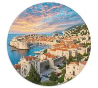 Murs de la Ville de Dubrovnik 1000 Pièces Puzzle bâtiment Circulaire pour Adultes Et Enfants Cadeaux Jeu D'Intelligence De l'art De La DécoRat ION Moderne 1000pcs (67.5x67.5cm)
