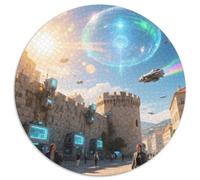 Murs de la Ville de Dubrovnik 1000 Pièces Puzzle bâtiment Circulaire pour Enfants Encastrement Parfait Jeu D'Intelligence De l'art De La DécoRat ION Moderne 1000pcs (67.5x67.5cm)