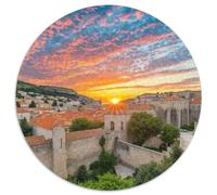 Murs de la Ville de Dubrovnik 1000 Pièces Puzzle bâtiment Puzzles Ronds pour Adultes Et Enfants Cadeaux Jeu D'Intelligence De l'art De La DécoRat ION Moderne 1000pcs (67.5x67.5cm)