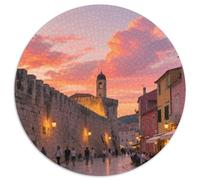 Murs de la Ville de Dubrovnik 1000 Pièces Puzzle bâtiment Rond pour Enfants Décompression Jeu D'Intelligence De l'art De La DécoRat ION Moderne 1000pcs (67.5x67.5cm)