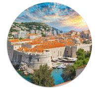 Murs de la Ville de Dubrovnik 1000 Pièces Puzzles Classiques bâtiment Puzzles Ronds pour Adultes Et Enfants Décompression Jeu D'Intelligence De l'art De La DécoRat ION Moderne 1000pcs (67.5x67