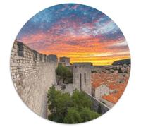 Murs de la Ville de Dubrovnik 1000 Pièces Puzzles Classiques bâtiment Puzzles Ronds pour Enfants Cadeaux Jeu D'Intelligence De l'art De La DécoRat ION Moderne 1000pcs (67.5x67.5cm)
