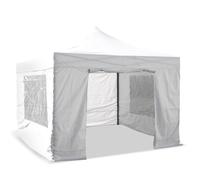 Murs pour tonnelle pliante professionnelle 4,5 x 3 m - Lot de 4 parois avec porte et fenêtres - Polyester enduit PVC - Blanc