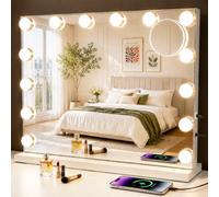 Mursche Hollywood Miroir avec éclairage - Miroir de Maquillage avec 14 LED, Miroir cosmétique 3 Modes Touch Dimmable Grand Miroir de Maquillage 50x40cm