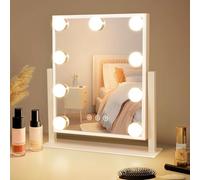 Mursche Miroir de Maquillage Hollywood avec éclairage - Miroir vanité avec 9 LED Petit cosmétique avec lumière Rotation à 360° 3 Modes Coiffeuse Tactile à intensité Variable