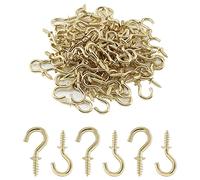 Murtenze Lot de 100 mini crochets de plafond en laiton de 1,27 cm pour suspendre des plantes, tasses, ustensiles, intérieur, extérieur (doré)