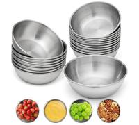 Murtenze Lot de 12 bols à sauce ronds en acier inoxydable de 8,1 cm, plats à sauce soja individuels, petits bols pour trempettes, assiettes à sushis, apéritifs - Argenté (304)