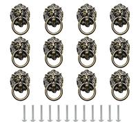 Murtenze Lot de 12 boutons de placard en forme de tête de lion antique pour tiroir, commode, armoire, placard de cuisine, tiroir (bronze)