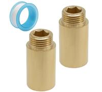 Murtenze Lot de 2 bras d'extension de pommeau de douche en laiton G1/2 mâle vers femelle - Coupleur de tuyau en cuivre de 50 mm de long pour extérieur, robinet