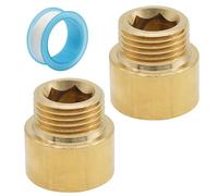 Murtenze Lot de 2 bras d'extension de pommeau de douche en laiton G1/2 mâle vers femelle - Raccord de tuyau en cuivre de 25 mm de long pour robinet d'extérieur