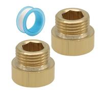 Murtenze Lot de 2 bras d'extension de pommeau de douche en laiton G1/2 mâle vers femelle - Raccord de tuyau en cuivre de 20 mm de long pour extérieur, robinet