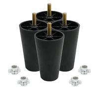 Murtenze Lot de 4 pieds de canapé de 12,7 cm, ronds coniques en plastique avec boulons M10 pour chaise, canapé, armoire, causeuse, lit ottoman