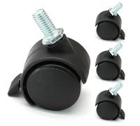 Murtenze Lot de 4 roulettes M8 pivotantes en nylon de 2,5 cm avec frein, rotation à 360 degrés, roues de rechange pour meubles, chariot, chaise, armoire