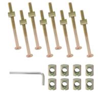 Murtenze Lot de 8 boulons M8 x 100 mm en zinc coloré pour lit superposé avec écrous pour meubles, berceau, lit de bébé (avec 1 clé)