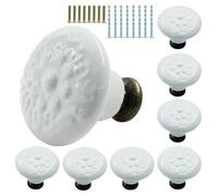 Murtenze Lot de 8 boutons décoratifs en céramique blanche vintage pour meubles, placards, placards et portes de cuisine