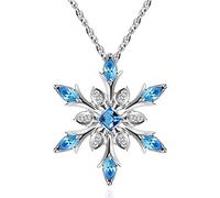 murtoo Bleu Ciel Collier Femme,Collier de Flocon de Neige,Pendentif Flocon de Neige,Cadeau pour Les Femmes
