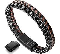 murtoo Bracelet en cuir et acier inoxydable pour homme, 8.50"
