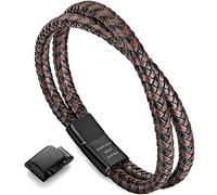 murtoo Bracelet en cuir tressé marron et noir pour homme, 7.48", Cuir