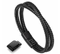 murtoo Bracelet en cuir tressé marron et noir pour homme, 8.5", Cuir