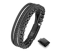 murtoo Bracelet pour homme en acier et cuir multicouche avec fermoir réglable, cadeau pour la Saint-Valentin, un anniversaire, un anniversaire de mariage, One Size, 1, Sans pierre précieuse