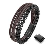 murtoo Bracelet pour homme en acier et cuir multicouche avec fermoir réglable, cadeau pour la Saint-Valentin, un anniversaire, un anniversaire de mariage, 1, Sans pierre précieuse
