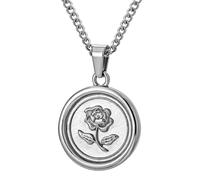 murtoo Collier en acier inoxydable avec pendentif rose cubain pour femme - Cadeau pour elle - 45,7 cm, 50,8 cm, 55,8 cm et 55,9 cm, 20''+2'', Acier inoxydable, Pas de gemme