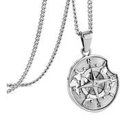 Murtoo Collier Pendentif Boussole Pièce Monnaie Plaquette Chaîne Acier Inoxydable Hommes Femmes