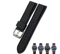 MURVE Bracelet de montre de sport en caoutchouc de silicone noir et bleu 20 mm, 21 mm, 22 mm pour montre IWC Pilot Mark 18, 19mm, Agate