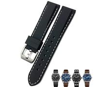 MURVE Bracelet de montre de sport en caoutchouc de silicone noir et bleu 20 mm, 21 mm, 22 mm pour montre IWC Pilot Mark 18, 19mm, Agate
