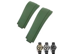 MURVE Bracelet de montre en caoutchouc fluoré FKM 20 mm pour Rolex Daytona Submariner GMT Yacht-Master OYSTERFLEX Noir Vert Rouge Bracelet souple, Rose buckle, Agate