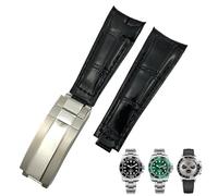 MURVE Bracelet de montre en cuir de vachette avec extrémité arrondie de 20 mm pour Rolex Submariner GMT - Vert / Bleu / Marron, M, Agate