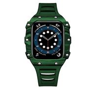 MURVE Cas en céramique 45mm Modification Boîtier en Fibre de Carbone pour Apple Watch Band 8 Cas 7 6 5 40mm 41mm Bracelet pour IWatch 8 7 6 Cadre Strap, 44MM, Agate