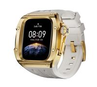MURVE Ensemble de Kit de Mod de bracelet en caoutchouc de boîtier en acier inoxydable 316L, pour bracelets de montre Apple Watch série 10 46MM(Gold White)