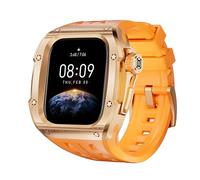 MURVE Ensemble de Kit de Mod de bracelet en caoutchouc de boîtier en acier inoxydable 316L, pour bracelets de montre Apple Watch série 10 46MM(Rose Gold Orange)