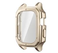 MURVE Film trempé de couverture de PC pour Apple Watch Ultra 1 2, boîtier de protection de coque de cadre de pare-chocs de 49mm pour IWatch série 8 Ultra 49mm(Light Gold)