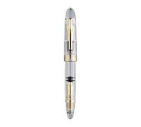 MURVE Grand stylo de démonstration transparent n° 8, 40 pointes de stylo, langue de stylo en caoutchouc dur, absorption d'encre à piston en cuivre (0,6 mm)