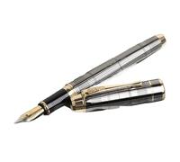 MURVE Iraurita Stylo-plume en métal brossé avec grille grise et pointe fine de 0,5 mm pour le travail, le bureau, les étudiants (un seul stylo, gris)