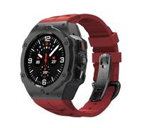 MURVE Kit de Modification en alliage pour Samsung Galaxy Watch 7 Ultra, boîtier métallique de 47MM pour Galaxy Watch 7 Ultra, bracelet en caoutchouc fluoré, Kit de bricolage, bracelets de montre(B-R)